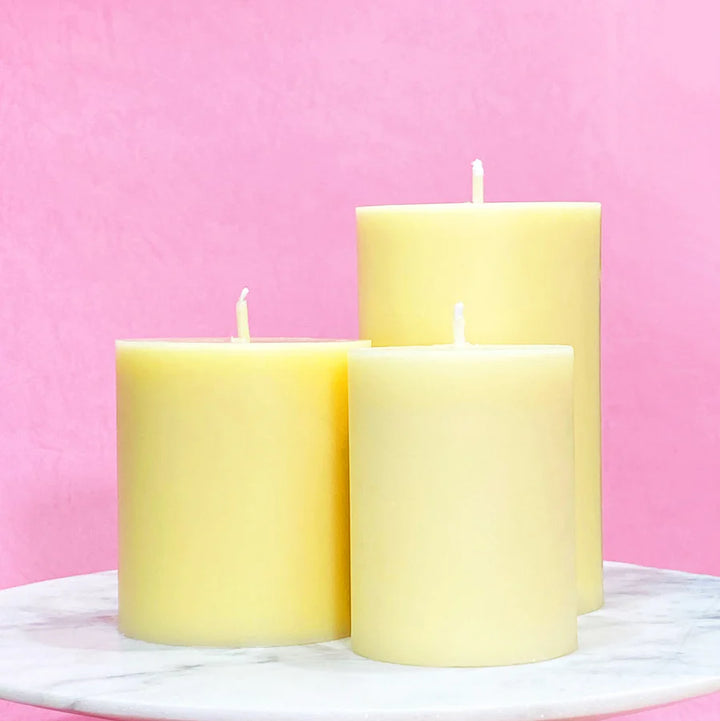 Organic pillar beeswax candles set