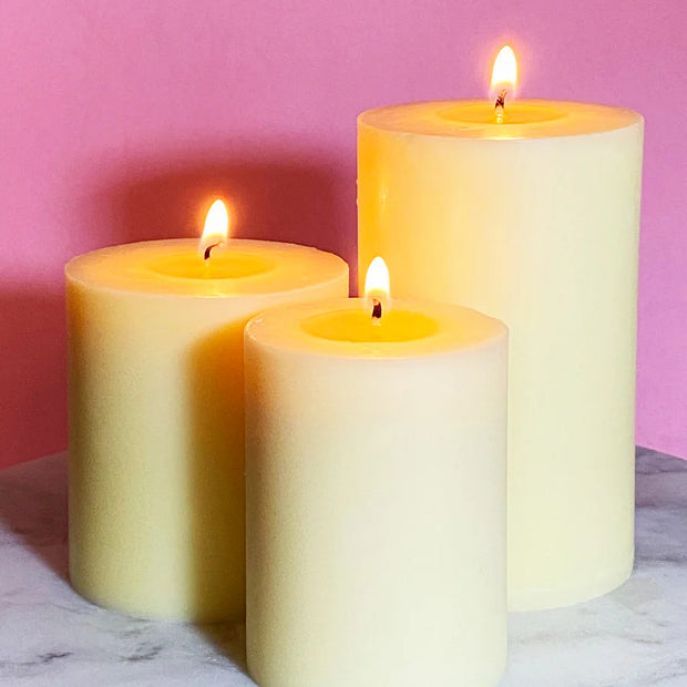 Organic pillar beeswax candles set