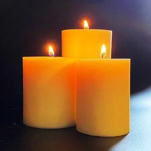 Organic pillar beeswax candles set